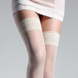 ivory polka dot holdup stockings
