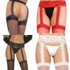 Stockings with attached lace suspender belt