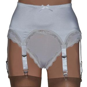 white satin 6 strap suspender belt