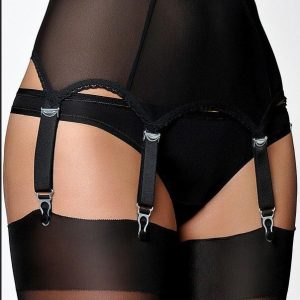 Black Power mesh 6 strap suspender belt