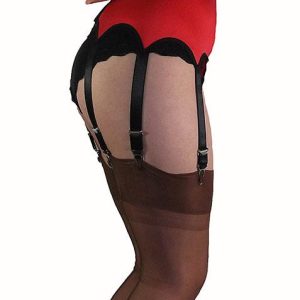 8 strap suspender belt red with black trim