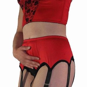 Longline bra in red with black lace