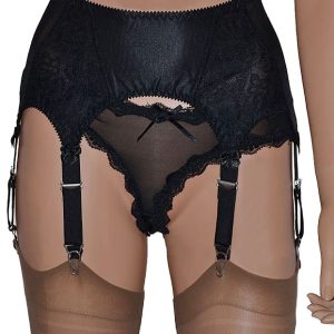 laura, black six strap suspender belt