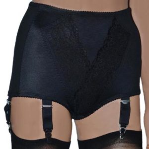 Black vintage style lace front panty girdle