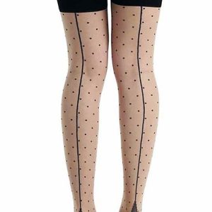 contrast seam stockings in natural & black