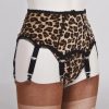 6 strap leopard print suspender belt