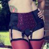 black 6 strap suspender belt with red lace front