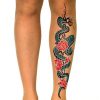 retro style tattoo tights with snake and roses