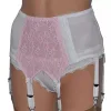 white suspender belt with pink lace front