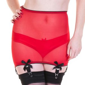 retro style roll on suspender girdle in red