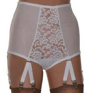 ivory lace front panty girdle with suspenders