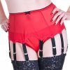 8 strap red suspender belt with black trim