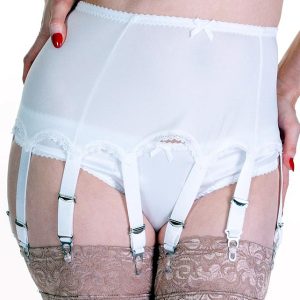 8 or 10 strap suspender belts in white