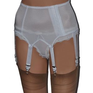 White 6 strap suspender belt, vintage style