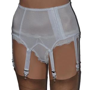 retro style plain panel suspender belt with 8 straps