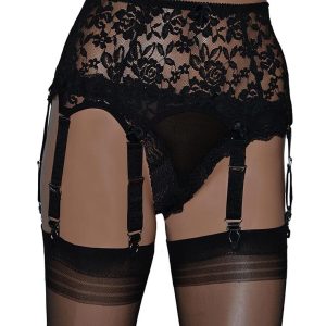 black lace 8 strap suspender / garter belt
