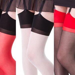 Contrast top nylon stockings in 3 colours