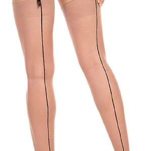 Nude stockings with black seam plus size stockings