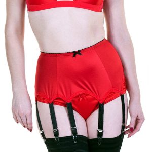 vintage style red satin 10 strap suspender belt