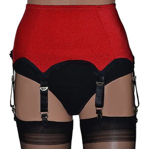 retro style red 6 strap suspender belt