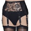 black 6 strap suspender belt with lace front