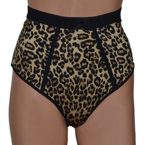 leopard print panties in satin with black trims