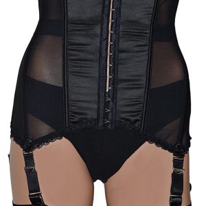6 strap waist cincher with satin front panels