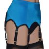 6 strap suspender belt in turquoise blue