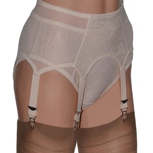 6 strap suspender belt set with matching knickers in beige / nude / skin colour