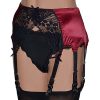 Lace Front 8 strap suspender belt in red satin