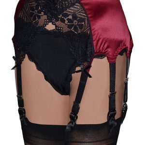Satin 8 strap suspender belt with black lace front - style 3027