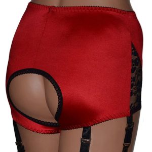 back view of our open crotch suspender panties