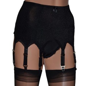 8 strap retro style suspender belt in black