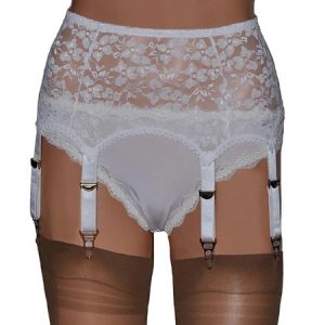 All lace white 6 strap suspender belt