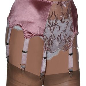 pink lace front 8 strap suspender belt