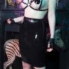 black latex wiggle skirt/pencil skirt