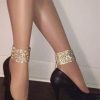 wide gold diamante rhinestone ankle bracelet
