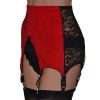 Nylon and lace panel 6 strap suspender belt in a deep vintage style