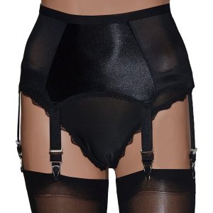 vintage style high waist suspender belts in black or white
