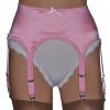 baby pink satin suspender belt with 6 straps