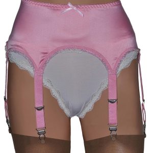 retro suspender belt in pink satin