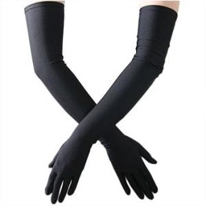 Black Stretch Satin Long Evening Gloves