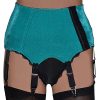 Turquoise velvet 6 strap suspender belt