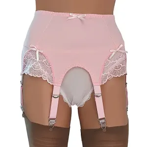 pale pink suspender belt with 6 straps