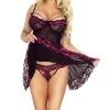 Black Sheer babydoll with pink lace