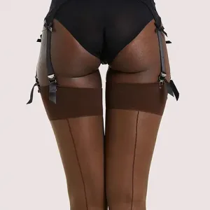 chocolate stockings with seams in regular and plus sizes